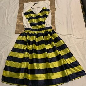 English Factory.Chic Striped Dress in Yellow and Black. Size S
